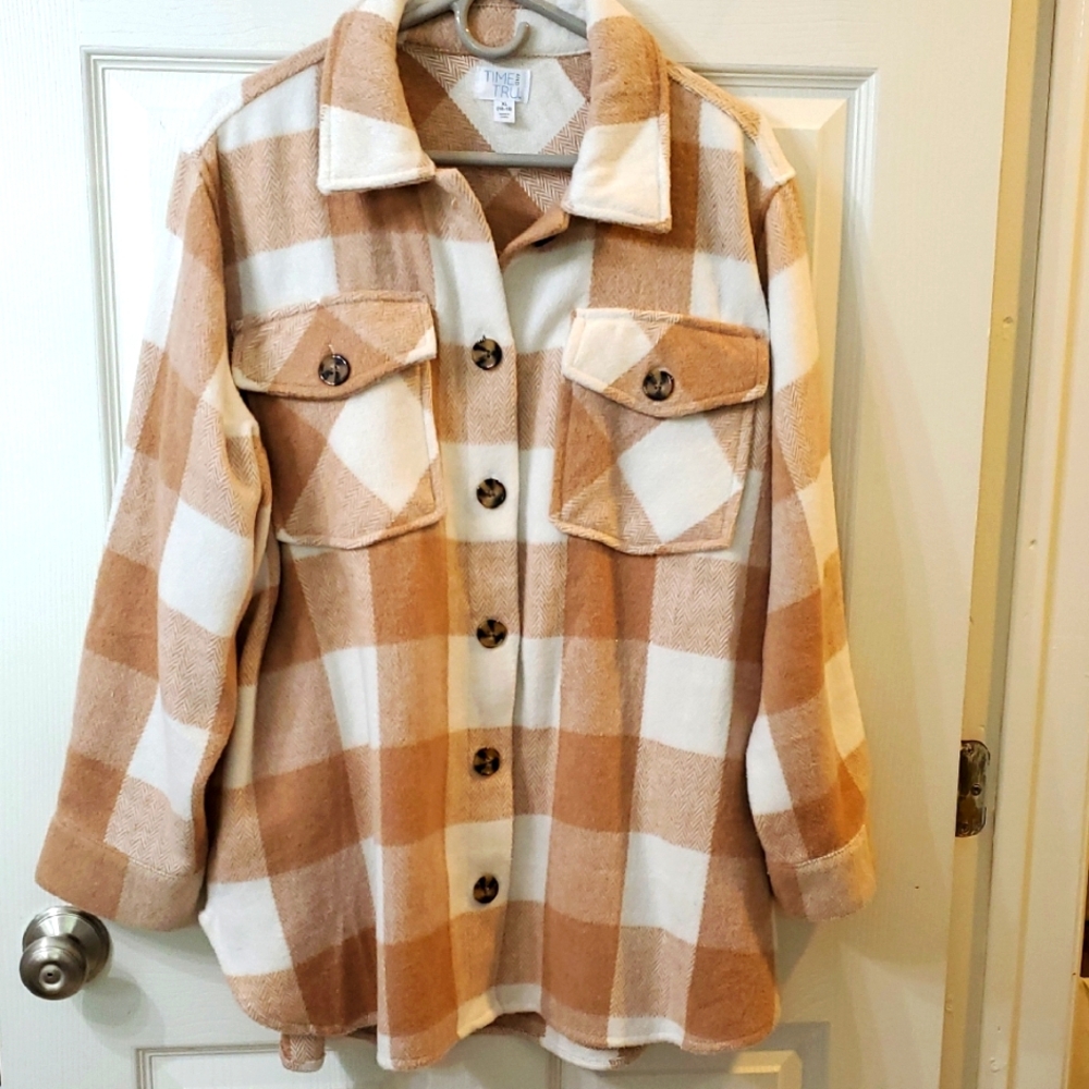 Time N Tru Plaid Button-Up Jacket XL